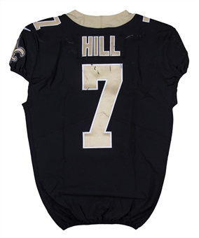 2019 Taysom Hill Game Used & Photo Matched New Orleans Saints Black Home Jersey - Photo Matched To 11/10/2019 Vs. Atlanta - (Resolution Photomatching & NFL/PSA/DNA COA)